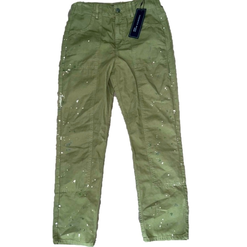 Veronica Beard Arya Twill Carpenter Pants Green Paint Splatter Size 28 NWT - Picture 3 of 12